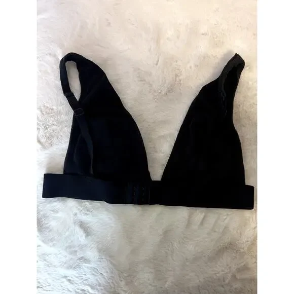 SKIMS Cotton Rib Triangle Bralette 3X Onyx Black Comfy Chic - Picture 4 of 6